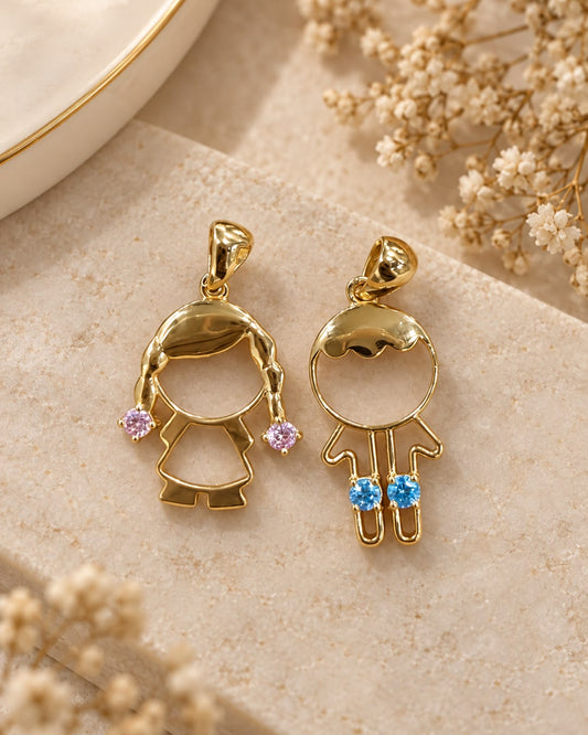 Baby Hair Birthstone charm - Pure Gold