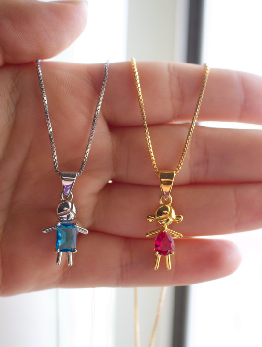 Gender Birthstone Baby Charm - Silver